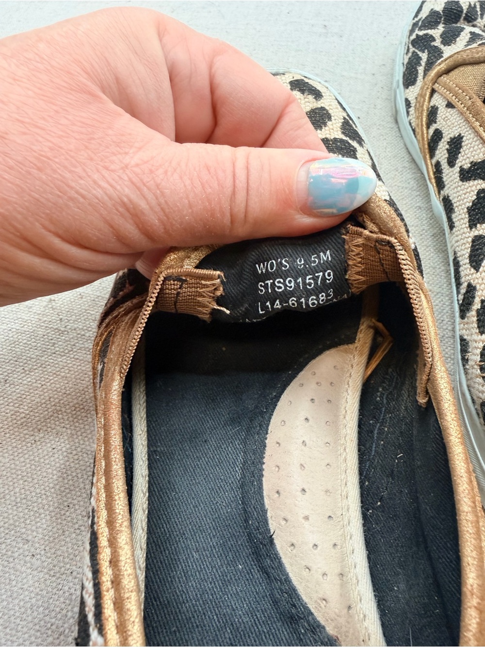 Sperry Leopard Print Slip-On Flats with Metallic Trim - Women's Brown - Picture 11 of 11